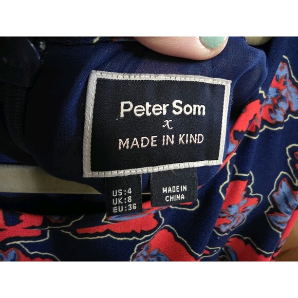 ANTHROPOLOGIE Peter Som X Made in Kind Tiered Floral Dress Size 4 Blue Red - Picture 3 of 15